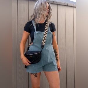 Zenana Women's Blue Denim Short Overalls